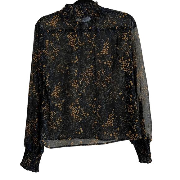 Line and Dot Sheer Floral Top Size S - Picture 4 of 13